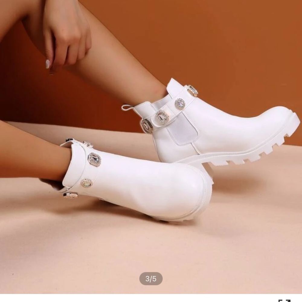 Gemstone Chunky White Boot